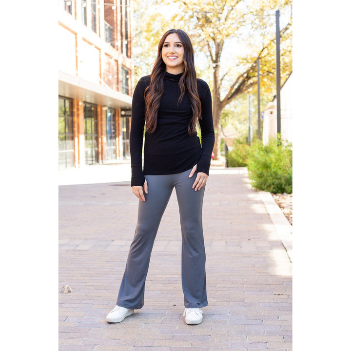 The Cassie - 30"  CHARCOAL Bootcut Leggings with Pockets