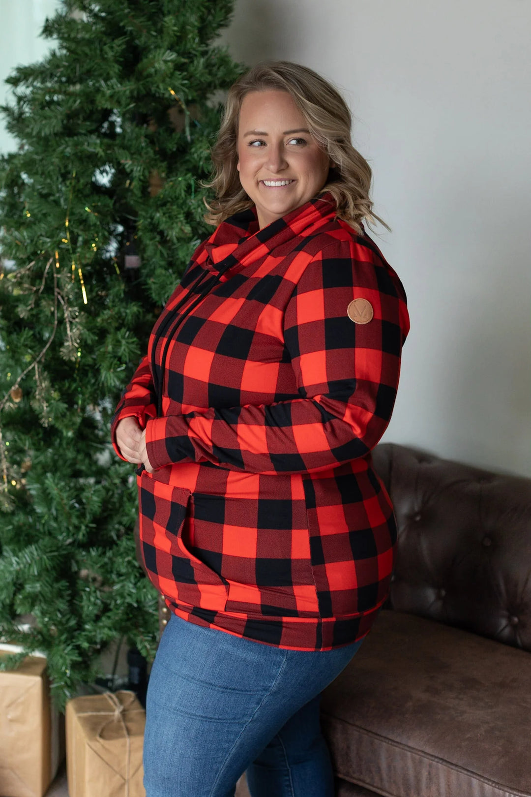 Michelle Mae Cloud Funnel Neck - Buffalo Plaid-The Bee Chic Boutique-[option4]-[option5]-[option6]-[option7]-[option8]-Shop-Boutique-Clothing-for-Women-Online