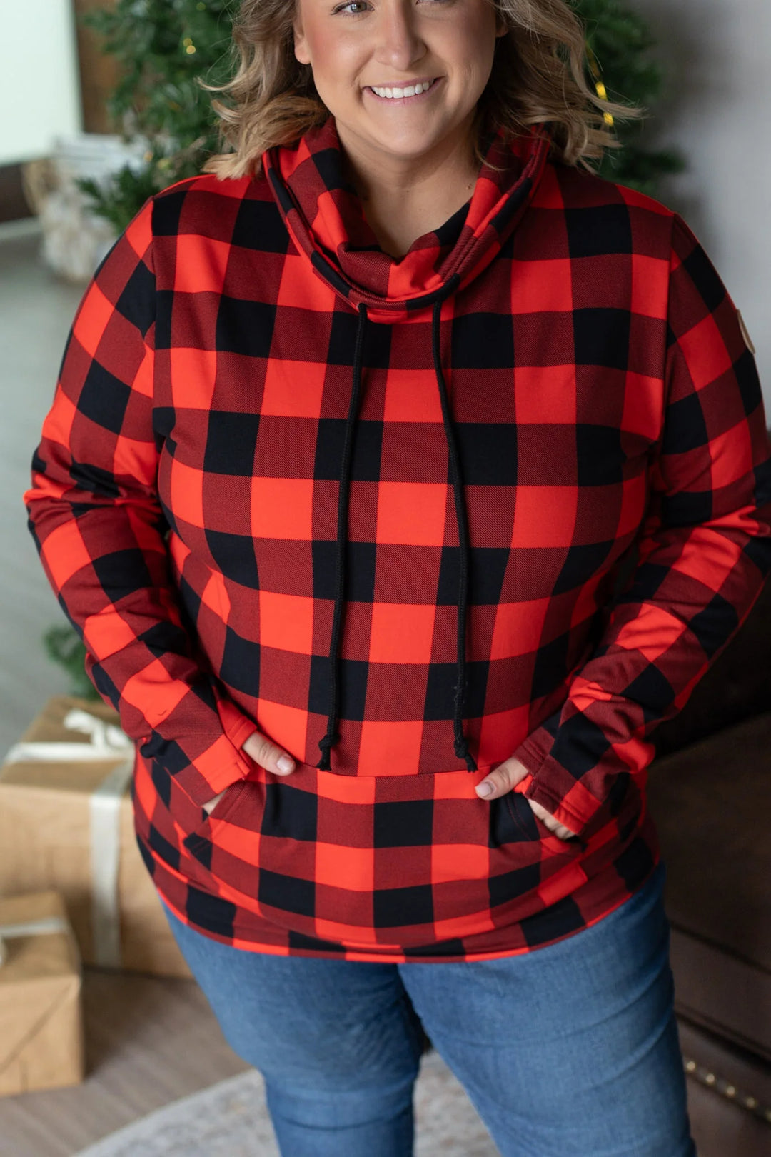 Michelle Mae Cloud Funnel Neck - Buffalo Plaid-The Bee Chic Boutique-[option4]-[option5]-[option6]-[option7]-[option8]-Shop-Boutique-Clothing-for-Women-Online