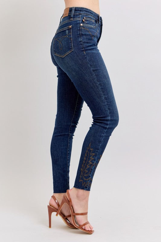 Judy Blue Embroidered High Rise Skinny Jeans-Trendsi-[option4]-[option5]-[option6]-[option7]-[option8]-Shop-Boutique-Clothing-for-Women-Online