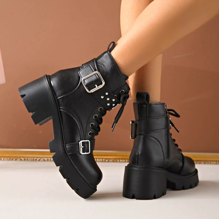 Round Toe Block Heels Boots-Boots-Trendsi-[option4]-[option5]-[option6]-[option7]-[option8]-Shop-Boutique-Clothing-for-Women-Online