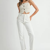 MABLE Linen Mix Button Down Tank Top-Tank Tops & Camis-Trendsi-[option4]-[option5]-[option6]-[option7]-[option8]-Shop-Boutique-Clothing-for-Women-Online