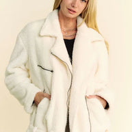 Davi & Dani Faux Fur Zip Up Jacket-Coats & Jackets-Trendsi-Cream-S-[option4]-[option5]-[option6]-[option7]-[option8]-Shop-Boutique-Clothing-for-Women-Online