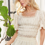 ADORA Lace Smocked Waist Peasant Top-top-Trendsi-[option4]-[option5]-[option6]-[option7]-[option8]-Shop-Boutique-Clothing-for-Women-Online