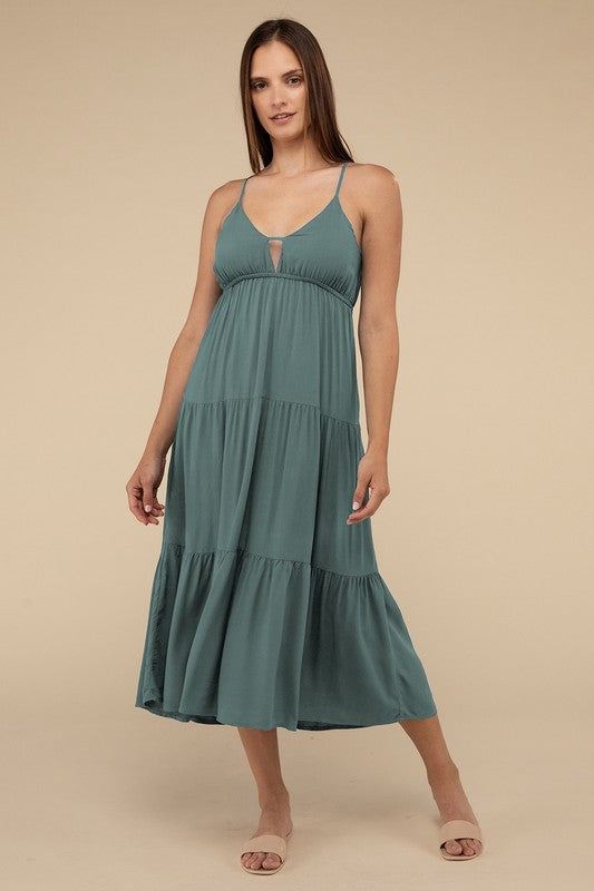 Zenana Woven Sweetheart Neckline Tiered Cami Midi Dress-ZENANA-ASH JADE-S-[option4]-[option5]-[option6]-[option7]-[option8]-Shop-Boutique-Clothing-for-Women-Online