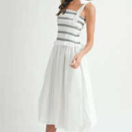 MABLE Smocked Bodice Bubble Midi Dress-Dresses-Trendsi-[option4]-[option5]-[option6]-[option7]-[option8]-Shop-Boutique-Clothing-for-Women-Online