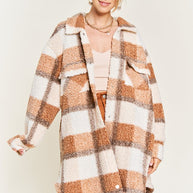 Fuzzy plaid teddy jacket PLUS SIZE-Jade By Jane-[option4]-[option5]-[option6]-[option7]-[option8]-Shop-Boutique-Clothing-for-Women-Online