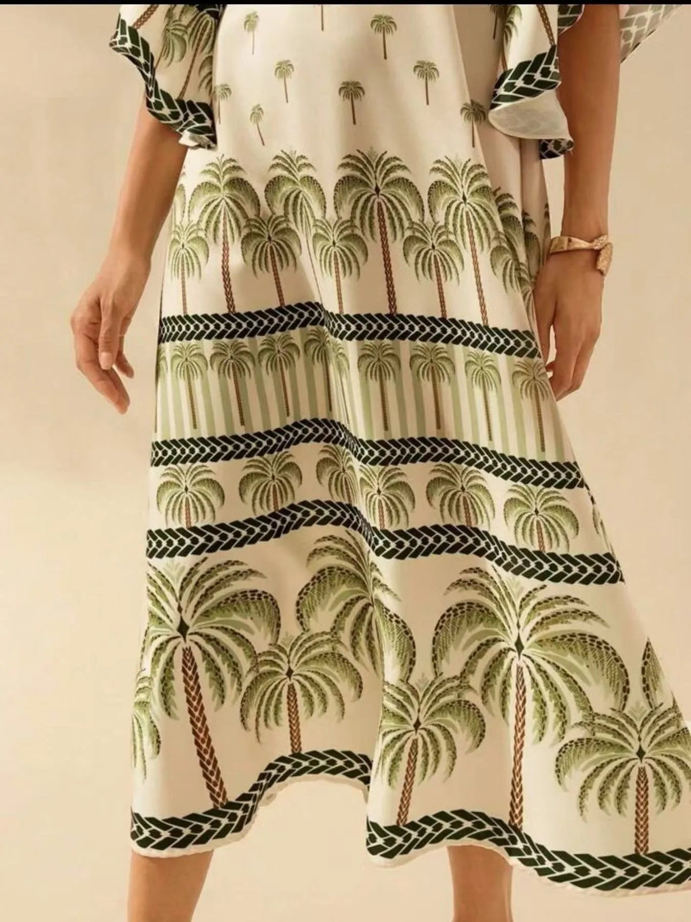 Palm Print V-Neck Midi Dress-Dresses-Trendsi-[option4]-[option5]-[option6]-[option7]-[option8]-Shop-Boutique-Clothing-for-Women-Online