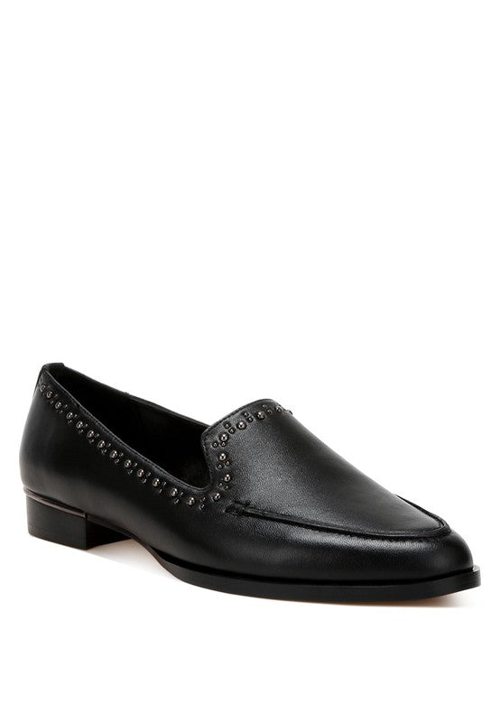 Wolferton Delicate Stud Detail Leather Loafers-Rag Company-[option4]-[option5]-[option6]-[option7]-[option8]-Shop-Boutique-Clothing-for-Women-Online