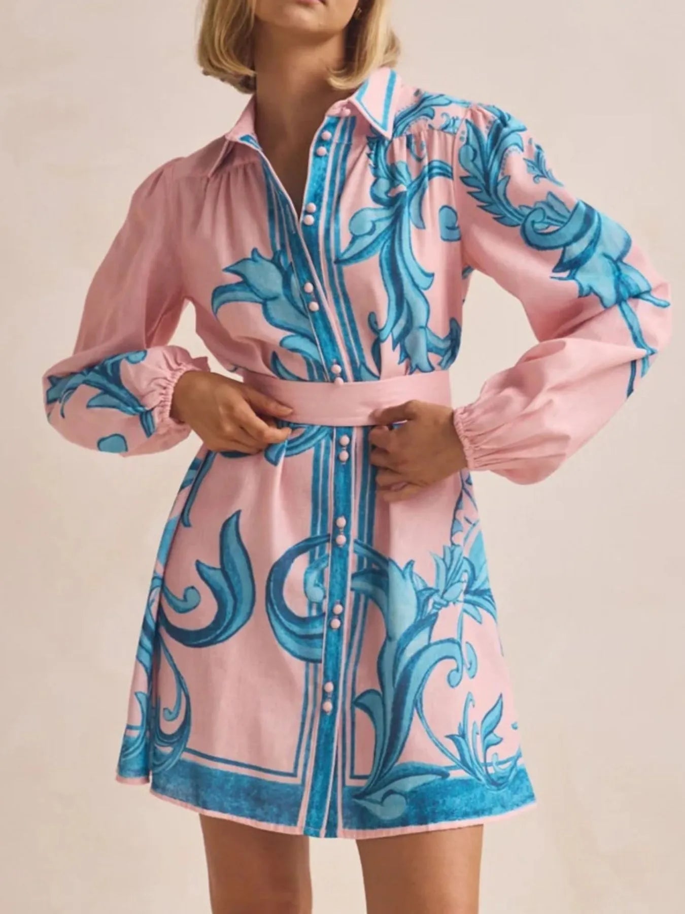 Printed Long Sleeve Shirt Dress-Dresses-Trendsi-[option4]-[option5]-[option6]-[option7]-[option8]-Shop-Boutique-Clothing-for-Women-Online