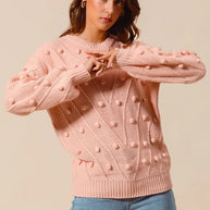 SO ME Pom Pom Textured Knit Sweater Top-Sweater-Trendsi-[option4]-[option5]-[option6]-[option7]-[option8]-Shop-Boutique-Clothing-for-Women-Online
