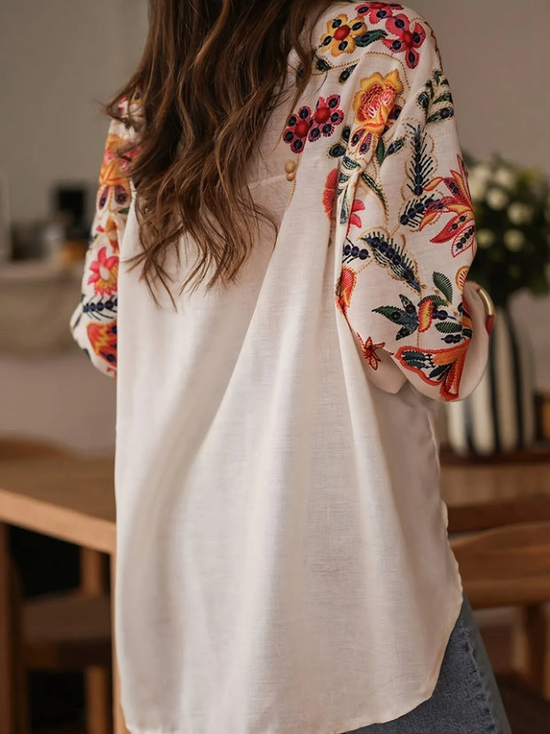 Floral Button Up Long Sleeve Shirt-Tops-Trendsi-[option4]-[option5]-[option6]-[option7]-[option8]-Shop-Boutique-Clothing-for-Women-Online