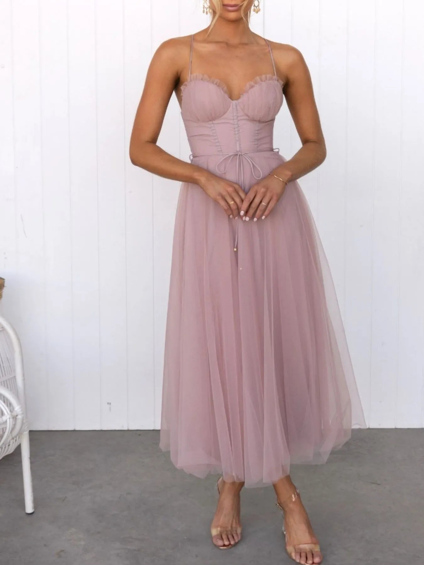 Sweetheart Neck Tulle Midi Dress-Dresses-Trendsi-[option4]-[option5]-[option6]-[option7]-[option8]-Shop-Boutique-Clothing-for-Women-Online
