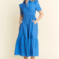 Jade By Jane Short Sleeve Button Down Midi Dress-Dresses-Trendsi-[option4]-[option5]-[option6]-[option7]-[option8]-Shop-Boutique-Clothing-for-Women-Online