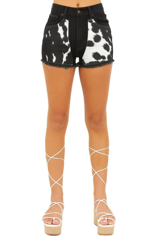 Cowhide Denim Short in Black Denim-GJG Denim-[option4]-[option5]-[option6]-[option7]-[option8]-Shop-Boutique-Clothing-for-Women-Online