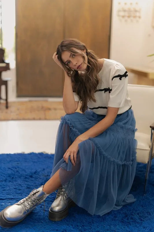 Annie Wear Striped Bow Round Neck Knit Top-knit top-Trendsi-[option4]-[option5]-[option6]-[option7]-[option8]-Shop-Boutique-Clothing-for-Women-Online