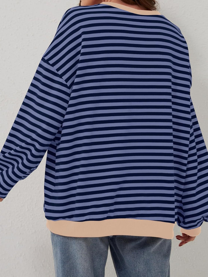 Lovelet Contrast Striped Long Sleeve Sweatshirt-Trendsi-[option4]-[option5]-[option6]-[option7]-[option8]-Shop-Boutique-Clothing-for-Women-Online