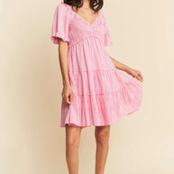 Davi & Dani Jacquard Checker Smocking Tiered Dress-Dresses-Trendsi-[option4]-[option5]-[option6]-[option7]-[option8]-Shop-Boutique-Clothing-for-Women-Online