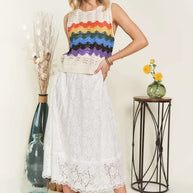 ADORA Elastic Waist Lace Midi Skirt-Skirts-Trendsi-[option4]-[option5]-[option6]-[option7]-[option8]-Shop-Boutique-Clothing-for-Women-Online