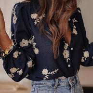 Flower Button Up Long Sleeve Shirt-Tops-Trendsi-[option4]-[option5]-[option6]-[option7]-[option8]-Shop-Boutique-Clothing-for-Women-Online