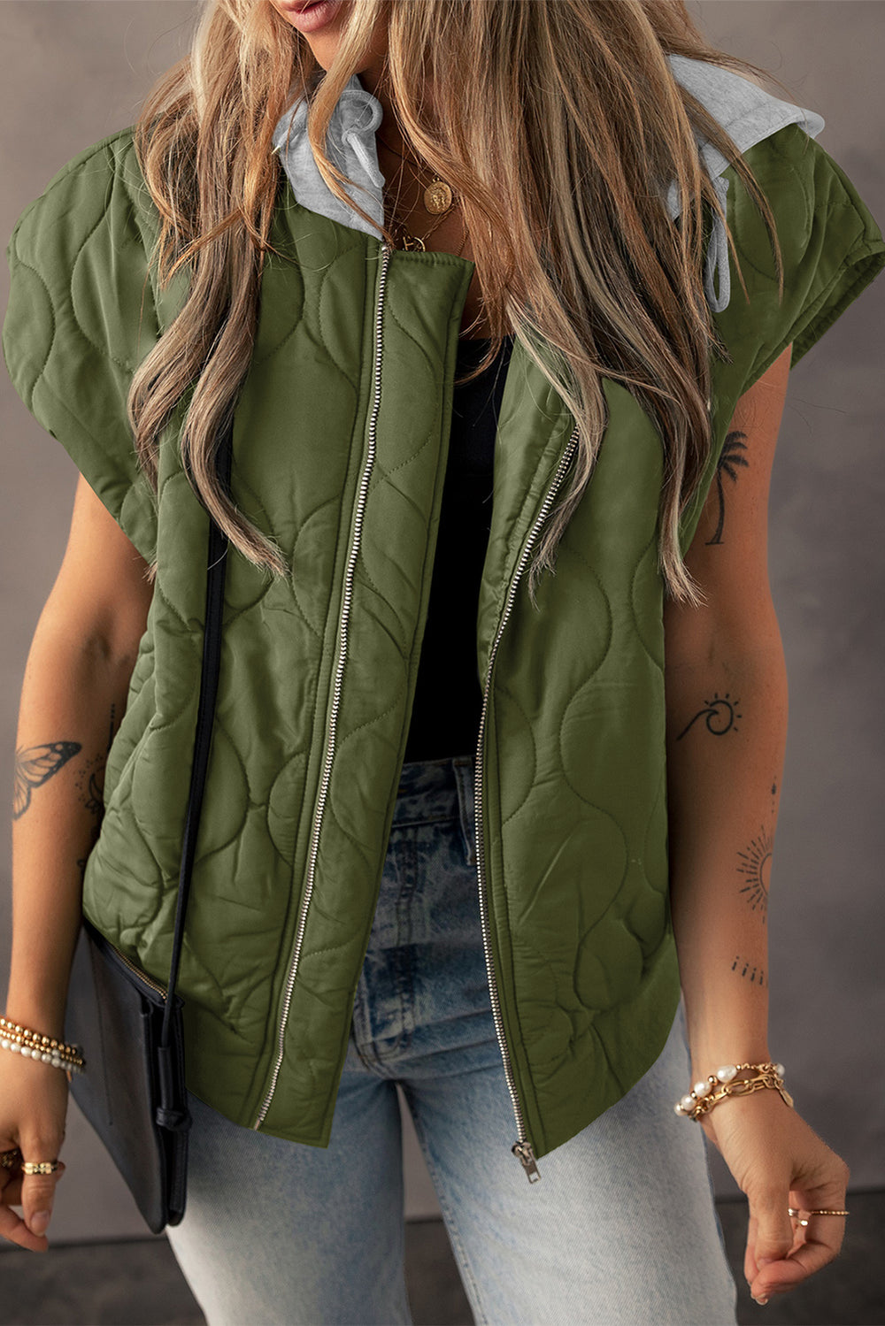 Quilted Drawstring Hooded Zip Up Puffer Vest-Coats-Shewin-Jungle Green-S-[option4]-[option5]-[option6]-[option7]-[option8]-Shop-Boutique-Clothing-for-Women-Online