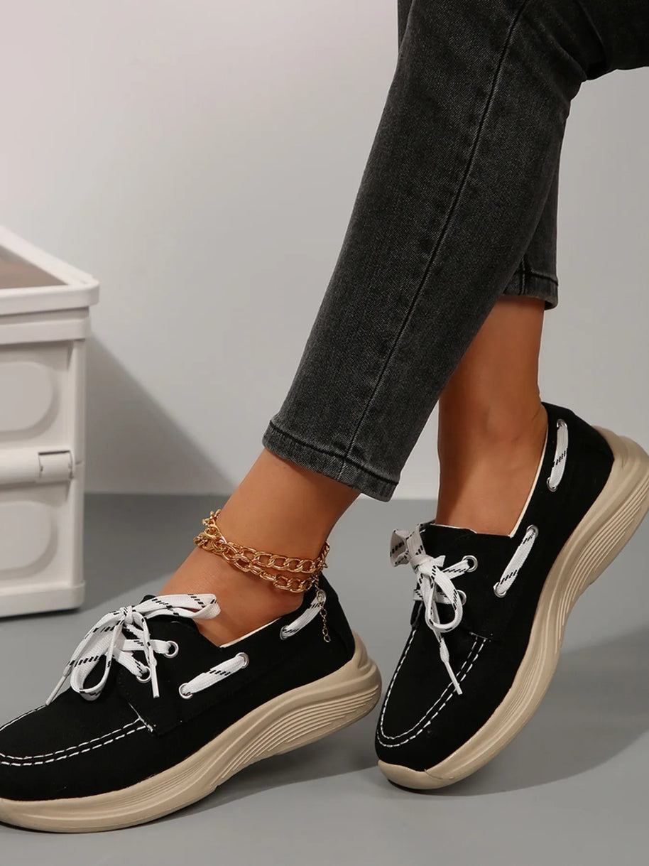 Lace Up Round Toe Sneakers-Sneakers-Trendsi-[option4]-[option5]-[option6]-[option7]-[option8]-Shop-Boutique-Clothing-for-Women-Online