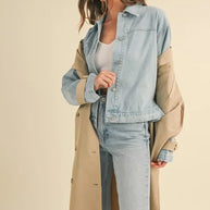 MABLE Layered Look Trench Coat With Denim Jacket-Coats & Jackets-Trendsi-[option4]-[option5]-[option6]-[option7]-[option8]-Shop-Boutique-Clothing-for-Women-Online