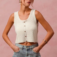 SO ME Chevron Pattern Buttoned Front Lightweight Tank Top-Tank Tops & Camis-Trendsi-[option4]-[option5]-[option6]-[option7]-[option8]-Shop-Boutique-Clothing-for-Women-Online