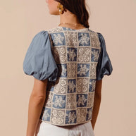 SO ME Crochet Lace Tie Front V Neck Blouse Top-Blouses-Trendsi-[option4]-[option5]-[option6]-[option7]-[option8]-Shop-Boutique-Clothing-for-Women-Online