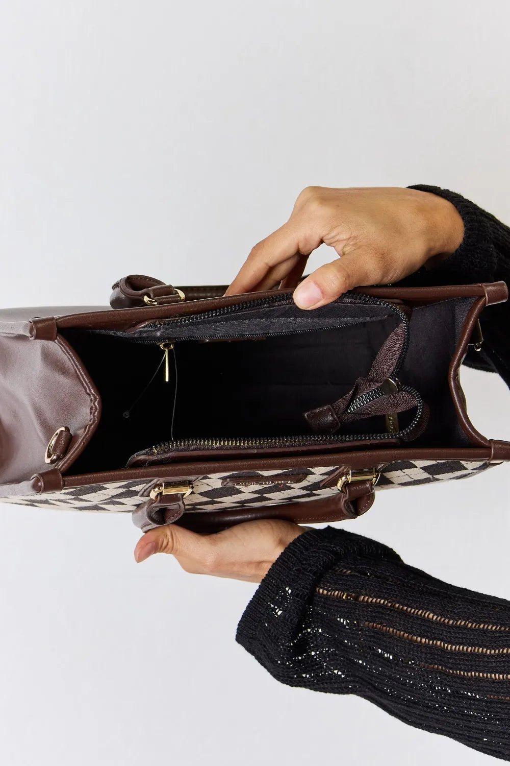 David Jones Argyle Pattern PU Leather Handbag-Bags-Trendsi-[option4]-[option5]-[option6]-[option7]-[option8]-Shop-Boutique-Clothing-for-Women-Online