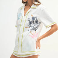 MABLE Embroidered Button Down Shirt and Shorts Set-Sets-Trendsi-[option4]-[option5]-[option6]-[option7]-[option8]-Shop-Boutique-Clothing-for-Women-Online