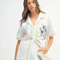 MABLE Embroidered Button Down Shirt and Shorts Set-Sets-Trendsi-[option4]-[option5]-[option6]-[option7]-[option8]-Shop-Boutique-Clothing-for-Women-Online