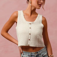 SO ME Chevron Pattern Buttoned Front Lightweight Tank Top-Tank Tops & Camis-Trendsi-[option4]-[option5]-[option6]-[option7]-[option8]-Shop-Boutique-Clothing-for-Women-Online