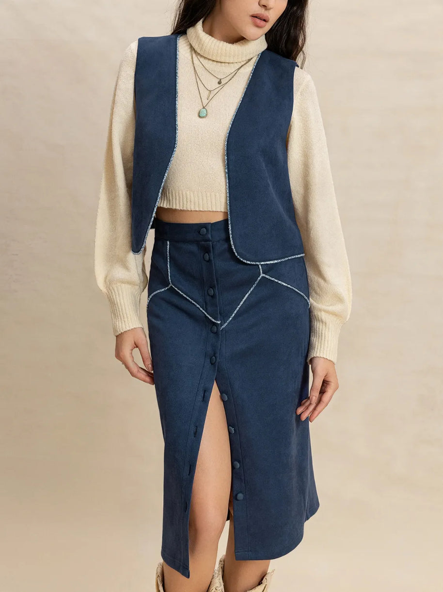 Open Front Vest and Buttoned Skirt Set-sets-Trendsi-[option4]-[option5]-[option6]-[option7]-[option8]-Shop-Boutique-Clothing-for-Women-Online