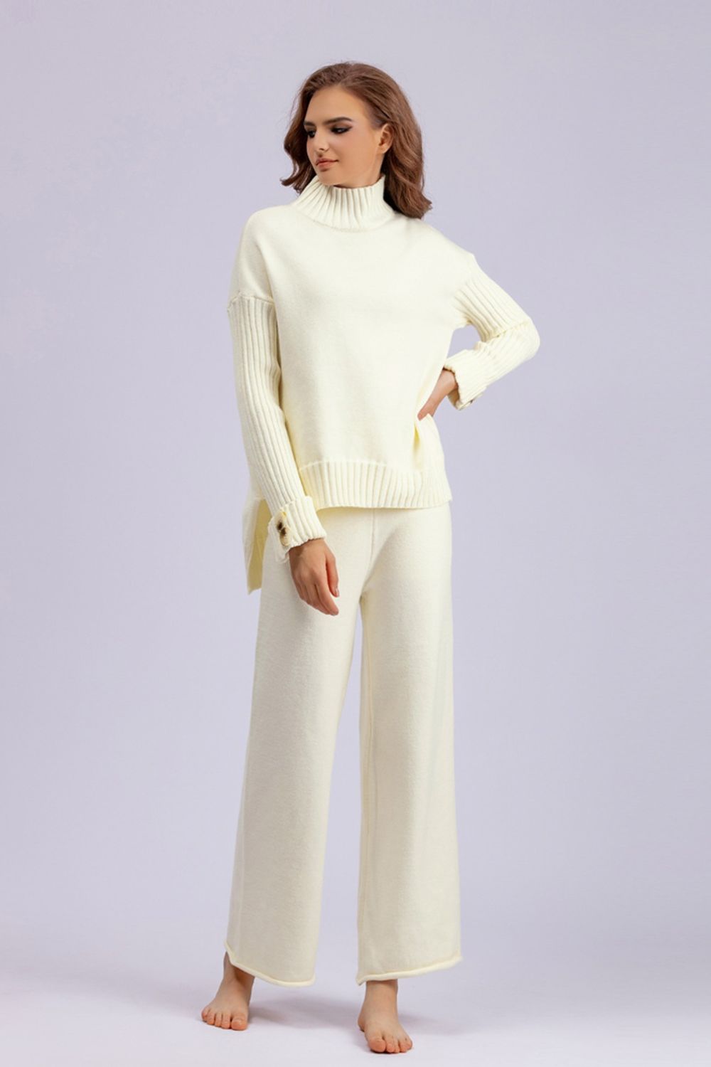 Basic Bae High- Low Turtleneck Long Sleeve Top and Pants Sweater Set-Trendsi-[option4]-[option5]-[option6]-[option7]-[option8]-Shop-Boutique-Clothing-for-Women-Online