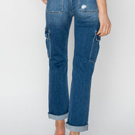 RISEN High Rise Cargo Ankle Roll Up Straight Jeans-Trendsi-[option4]-[option5]-[option6]-[option7]-[option8]-Shop-Boutique-Clothing-for-Women-Online