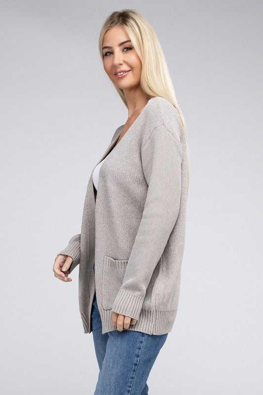 Zenana Melange Open Front Sweater Cardigan-ZENANA-[option4]-[option5]-[option6]-[option7]-[option8]-Shop-Boutique-Clothing-for-Women-Online