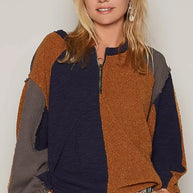 POL Color Block Half Zip Dropped Shoulder Sweatshirt-Sweatshirts-Trendsi-[option4]-[option5]-[option6]-[option7]-[option8]-Shop-Boutique-Clothing-for-Women-Online