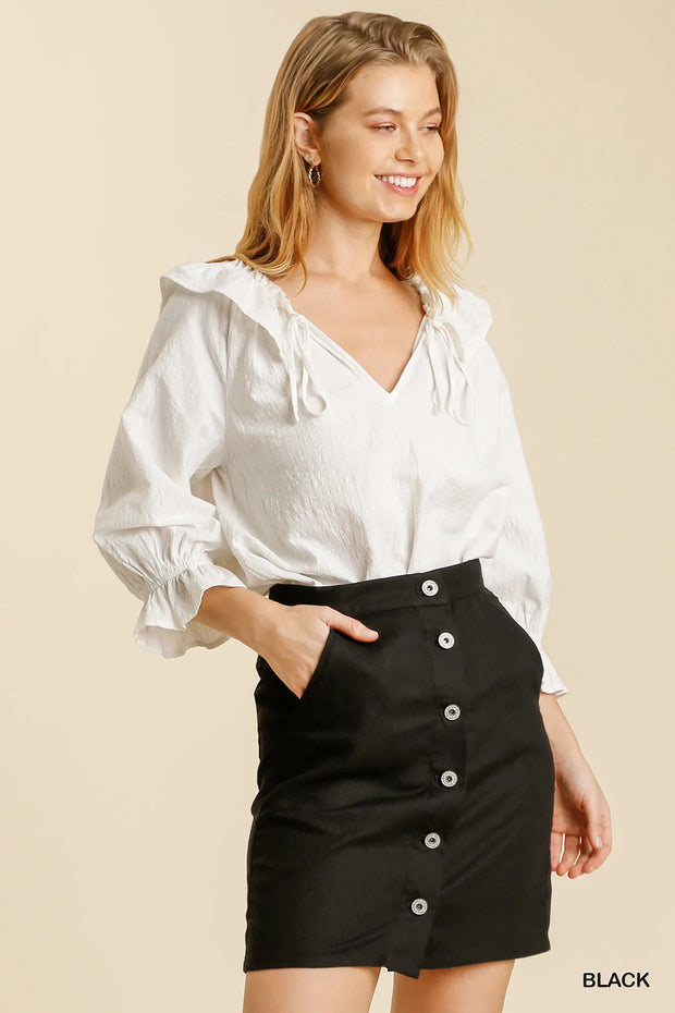 Umgee Linen Blend Button Down Skirt with Pockets-Skirts-Trendsi-[option4]-[option5]-[option6]-[option7]-[option8]-Shop-Boutique-Clothing-for-Women-Online