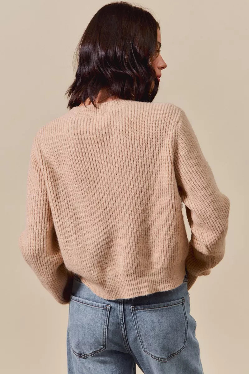 SO ME Checkered Plaid Tape Lace Up Ribbed Sweater-Sweaters-Trendsi-[option4]-[option5]-[option6]-[option7]-[option8]-Shop-Boutique-Clothing-for-Women-Online