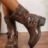 Round Toe Block Heels Boots-Boots-Trendsi-[option4]-[option5]-[option6]-[option7]-[option8]-Shop-Boutique-Clothing-for-Women-Online