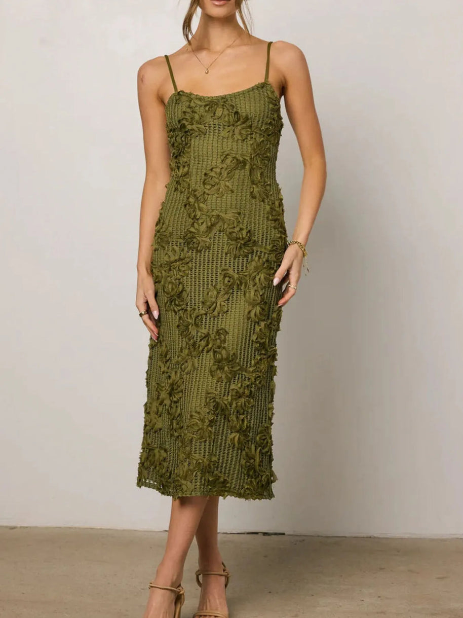 Flower Textured Midi Cami Dress-Dresses-Trendsi-[option4]-[option5]-[option6]-[option7]-[option8]-Shop-Boutique-Clothing-for-Women-Online