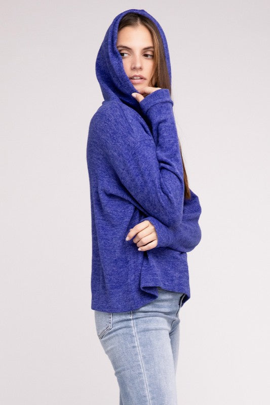 Zenana Hooded Brushed Melange Hacci Sweater-ZENANA-[option4]-[option5]-[option6]-[option7]-[option8]-Shop-Boutique-Clothing-for-Women-Online