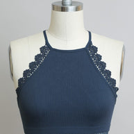 High Neck Crochet Lace Trim Bralette-Leto Accessories-[option4]-[option5]-[option6]-[option7]-[option8]-Shop-Boutique-Clothing-for-Women-Online