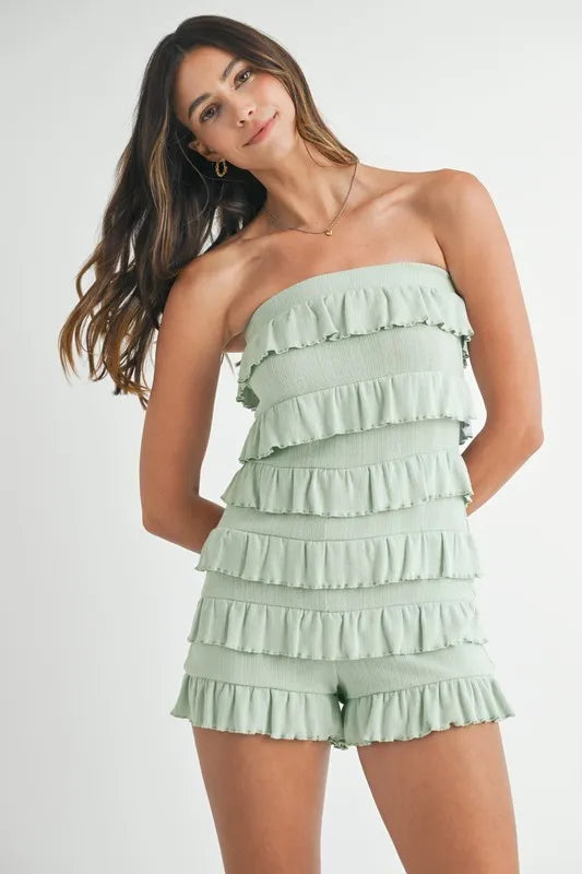 MABLE Pointelle Knit Fabric Ruffled Tube Romper-Jumpsuits & Rompers-Trendsi-[option4]-[option5]-[option6]-[option7]-[option8]-Shop-Boutique-Clothing-for-Women-Online