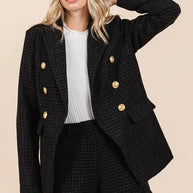 Mittoshop Plaid Texture Double-Breasted Long Sleeve Blazer-Blazers-Trendsi-[option4]-[option5]-[option6]-[option7]-[option8]-Shop-Boutique-Clothing-for-Women-Online