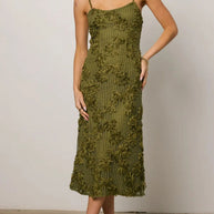 Flower Textured Midi Cami Dress-Dresses-Trendsi-[option4]-[option5]-[option6]-[option7]-[option8]-Shop-Boutique-Clothing-for-Women-Online