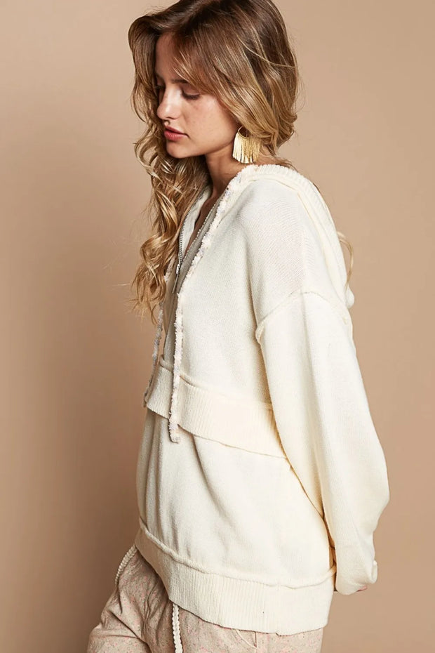 POL Half Zip Drop Shoulder Hooded Sweater-Sweaters-Trendsi-[option4]-[option5]-[option6]-[option7]-[option8]-Shop-Boutique-Clothing-for-Women-Online