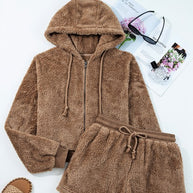 Sherpa Zip-Up Hoodie and Drawstring Shorts Set-JUNIPER BLVD-[option4]-[option5]-[option6]-[option7]-[option8]-Shop-Boutique-Clothing-for-Women-Online