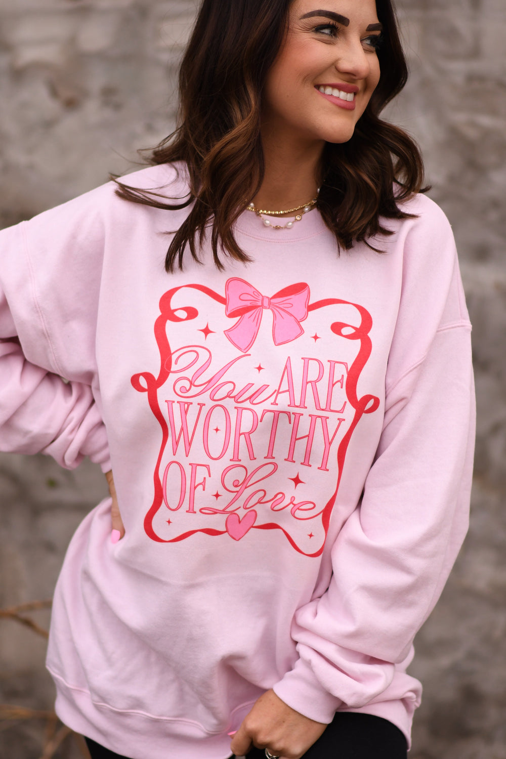 You Are Worthy of Love Sweatshirt-P&PD Wholesale-[option4]-[option5]-[option6]-[option7]-[option8]-Shop-Boutique-Clothing-for-Women-Online